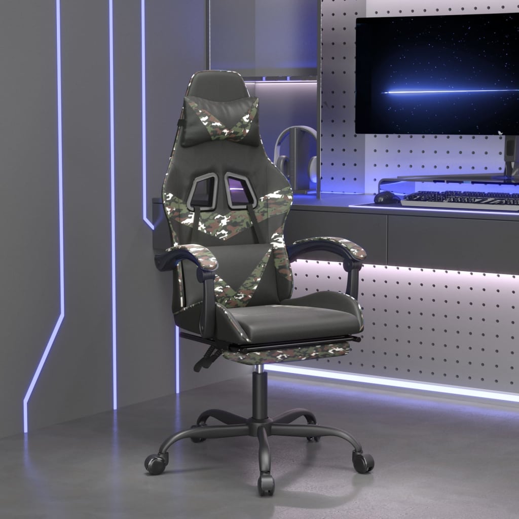 Vidaxl Obrotowy Fotel Gamingowy Z Podnóżkiem, Czarny I Moro