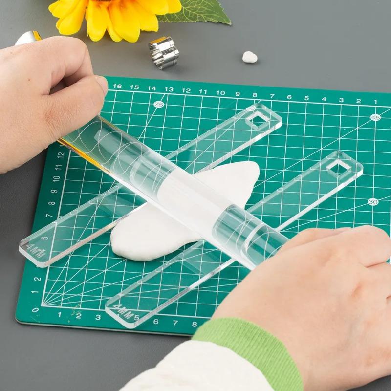 10pcs Soft Clay Thickness Flattening Ruler Rolling Pad Flattening Tool DIY Handicraft Auxiliary 2/3/4/5/6mm Clay Rolling Tool