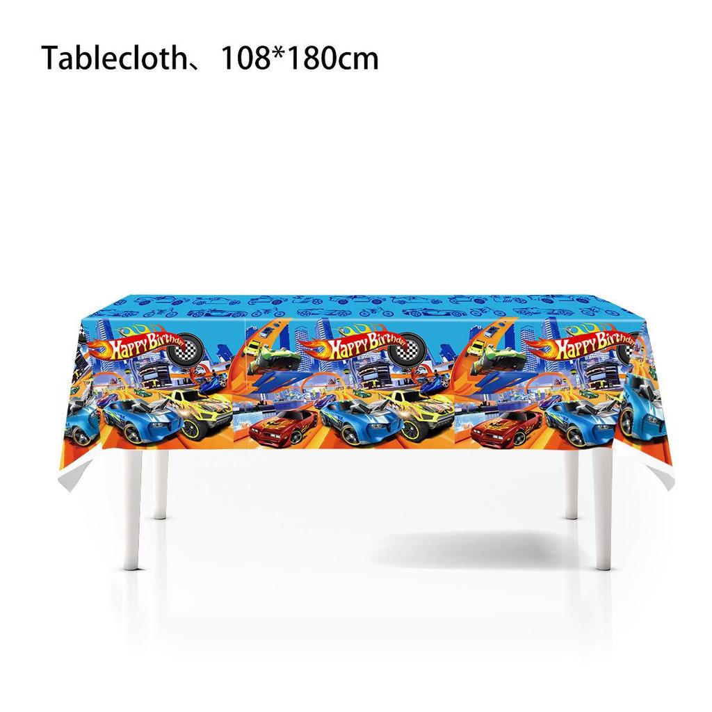 Hot Wheels Birthday Party Tableware Set: Plates, Banners, Tablecloth