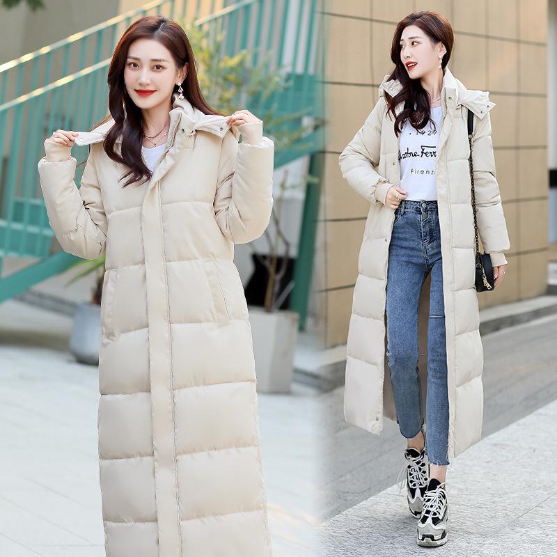 Extended Over-the-knee Cotton-padded Jacket Women's Winter New Cotton-padded Clothes Korean Loose Students Hooded Ankle Winter Coat