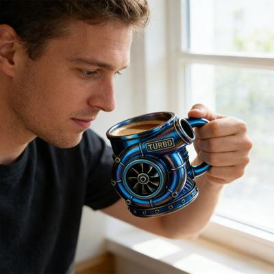 V8 Motor Edelstahlbecher Auto Motor Kaffeetasse mit isoliertem Griff Automobilmotor Wasser Trinkbecher Mechaniker Autoliebhaber Geschenke