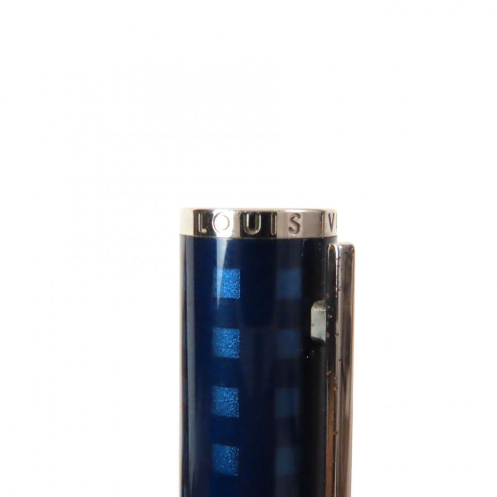 Great LOUIS VUITTON Ballpoint Pen Jet Rack Twist Type Navy Silver Mens N79155 Used