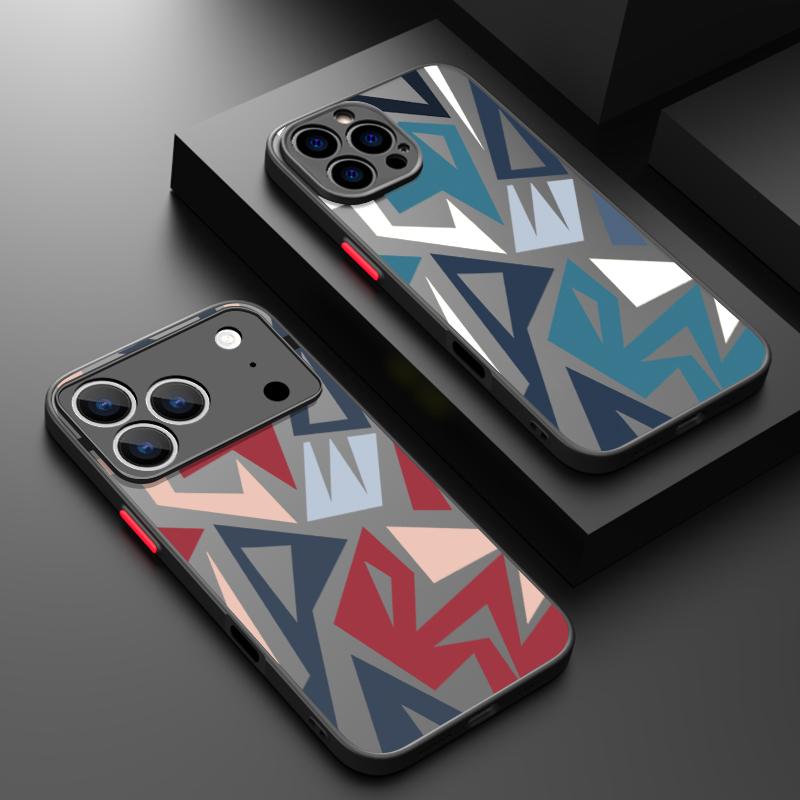 Geometric Patterned Print Case For iPhone 17 Air 16e 16 15 14 Pro Max 13 15 Pro 17 Pro 17 Shockproof Soft Edge Hard PC Matte Phone Cover