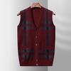 Herren Pullover Strickjacke Weste Ärmellose Strickweste Herbst und Winter Neu Lässig Mode Jacquard V-Ausschnitt Knopf Strickjacke