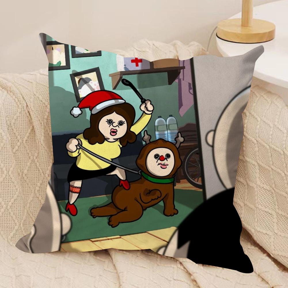 Anime Bangbang and Yuzhi Cushion Cover Silky Short Plush DoubleSided Printed Pillow Case for Sofa All Seasons Home Decor Gift