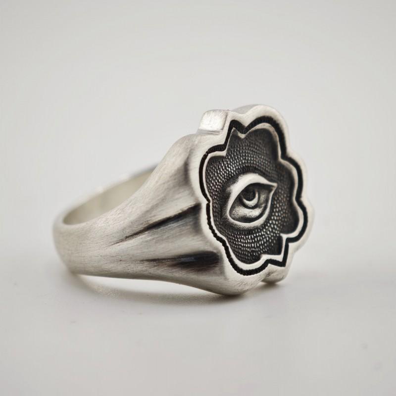 Adjustable Open Ring Men Women Vintage Eye Motif Geometric Copper Band Retro Style Statement Jewelry