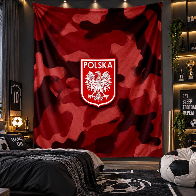 Wall Hanging Tapestry Poland Football Print Cloth for Living Room Bedroom Home Decor
