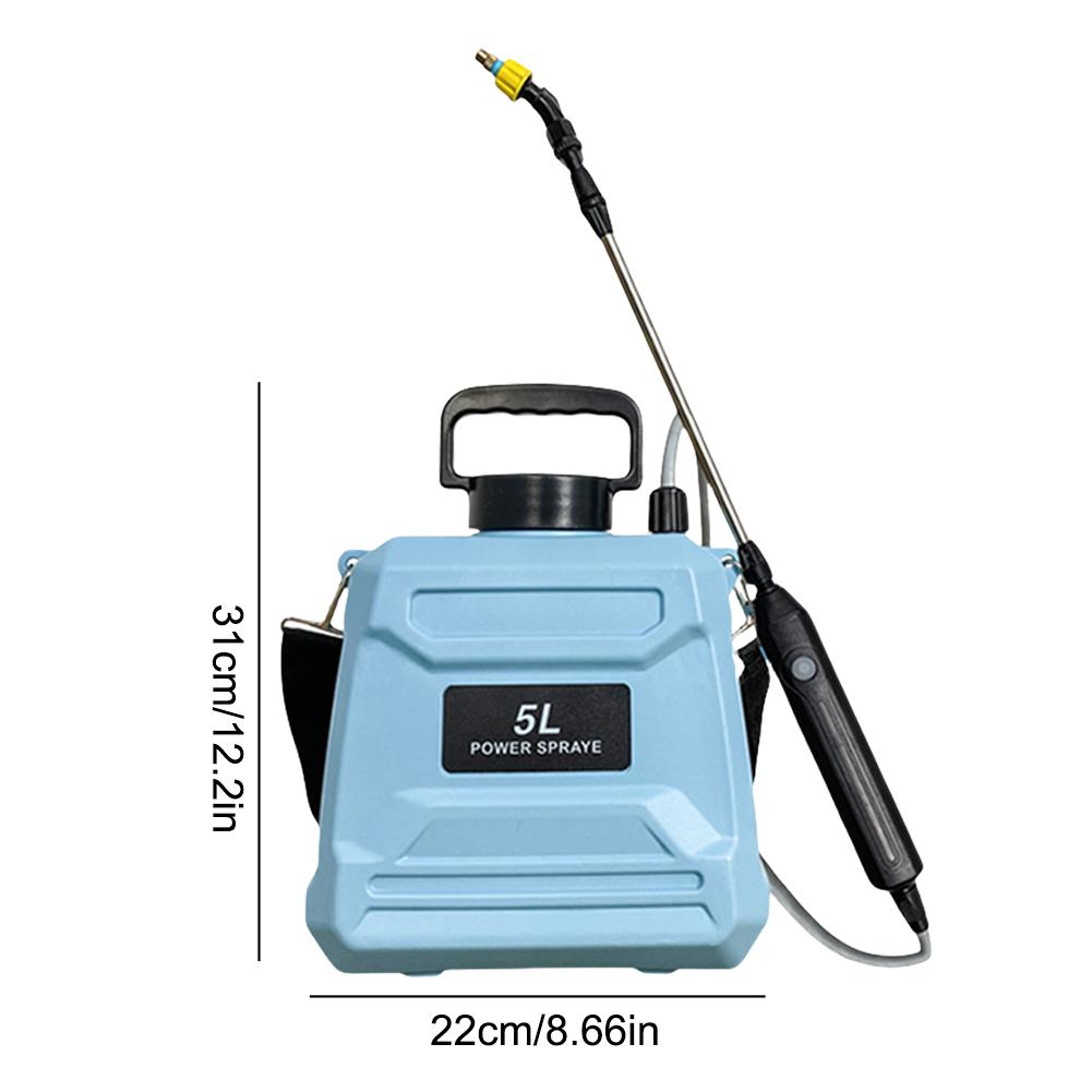 Electric 5L Battery Powered Sprayer with Spray Gun & Adjustable Nozzles Plant Water Pump Sprayers & Shoulder Strap for Weed Lawn