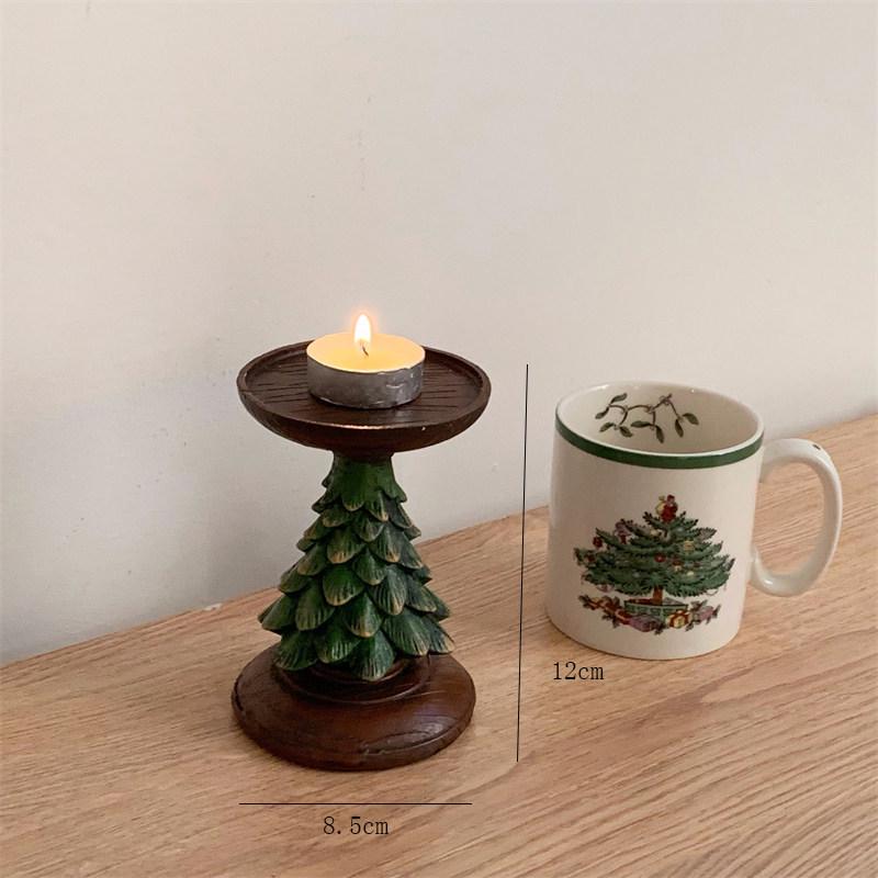 Retro Christmas Tree Candle Holder Ornament for Festive Home Decor