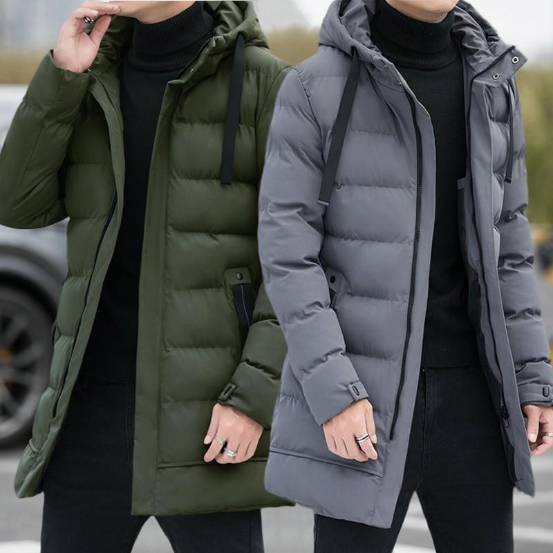 Vêtements rembourrés en coton moyens et longs Vêtements rembourrés en coton à capuche pour hommes Hiver Nouveaux Vêtements rembourrés en coton d'outillage Vestes longues rembourrées en coton