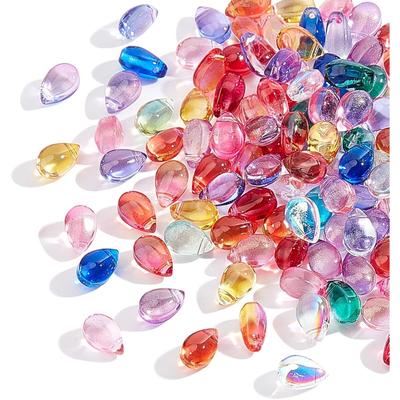 50/100 Pezzi 9x6mm Perline di Vetro a Forma di Goccia Colori Misti con Foro da 1mm per San Valentino Fai-da-te Collana Orecchini Creazione di Gioielli