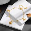 Punk Fashion Zirconia and Butterfly Charm Bracelet Female Gold Color Stainless Steel Chain Link Bracelet for Women Jewelry Gift