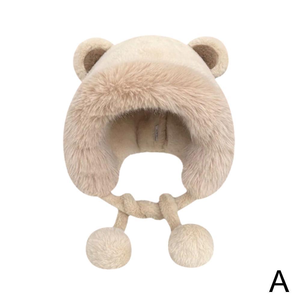 Cute Bear Ears Hat Winter Warm Caps Fashion Korean Style Plush Fisherman Hat Windproof Cold Protection Outdoor Cycling Fishing