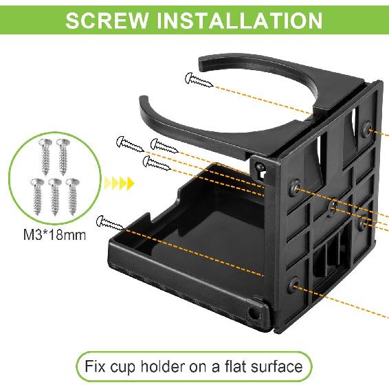 Spurtar 2Pcs Boat Cup Holder Suitable For Most Size Mugs Water Bottle Drink 2.36-3.94Inch/60-100MM Adjustable Folding Wall Car Desk Cup Holder For
