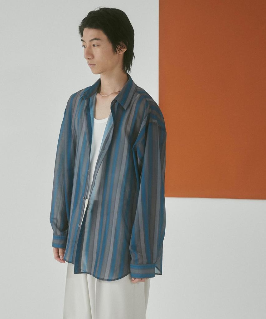 WEGO Sheer Long Korean Size Pattern 2 Men's Shirt, Sleeve, Oversized, Patterned, Top, Summer/Autumn Clothes, Style, Gift, Spring/Summer/Autumn/Winter,