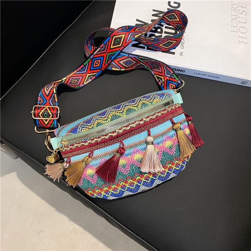 New tassel woven small bag casual simple shoulder bag messenger bag waist bag women's breast bag women's