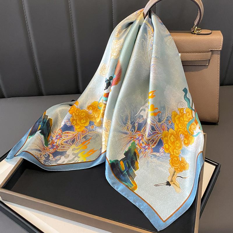 Jungle Floral Silk 70 Square Scarf Mulberry Silk Silk Scarf Women'S Versatile Spring And Autumn Mother Scarf Gift