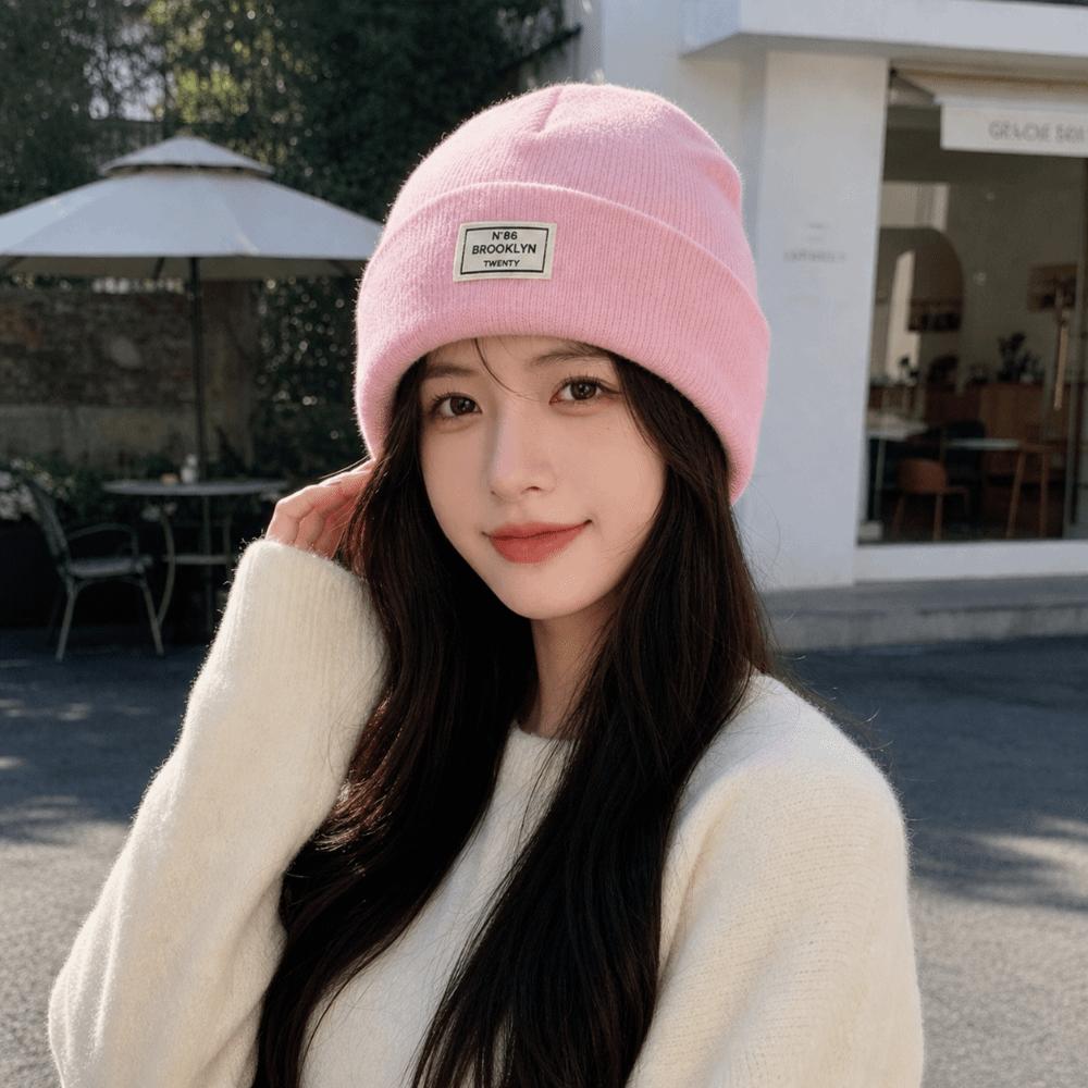 Ear Protection Knitted Hat Letter Patch Crochet Hats Fashion Beanie Cap Winter