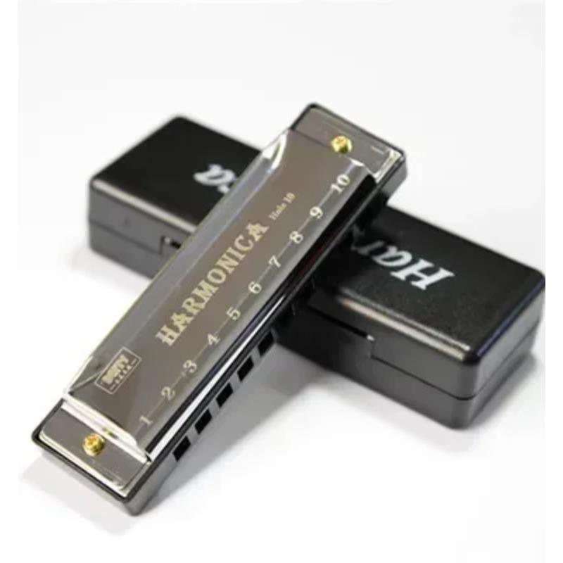 Titanium Copper Core 10 Hole Blues Harmonica Metal Harmonica Key Of C Chromatic Scale Harmonica With Box For Beginner Kids