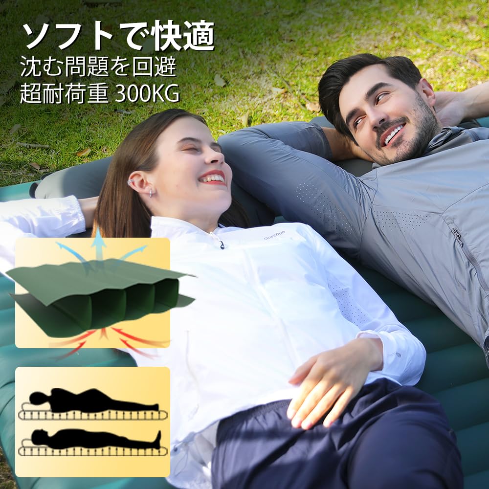 Saltea de camping Aerogogo ultra groasă, saltea autogonflabilă, grosime de 14 cm, pompă electrică încorporată, ușoară și durabilă, cea mai confortabilă pentru camping