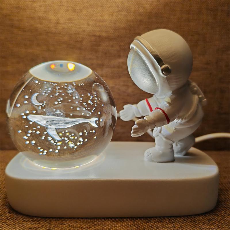 Astronaut Creativ 3D Minge de Cristal Led Lumină de noapte pentru Dormitor Copii Planetă Spațiu Lampă Sistem Solar USB Cadou de Crăciun pentru copii