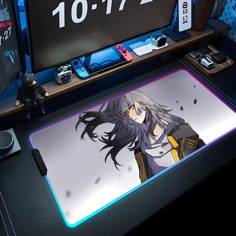stelle hsr Mouse Pad RGB Gaming Mousepad Big LED Pad PC Desk Mat Luminous Mouse Pad Large Keyboard Mats Table Rug With Backlit