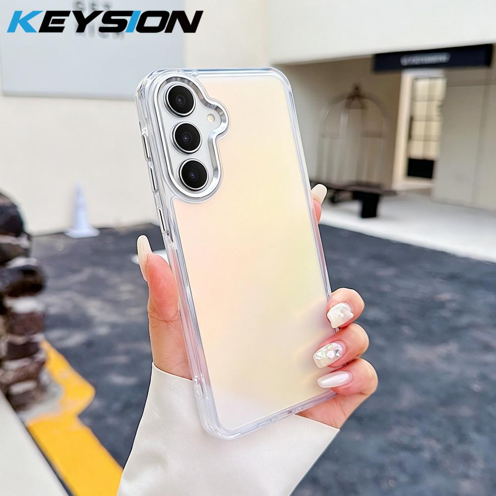 KEYSION Fashion Laser Gradient Colorful Phone Case for Samsung A54 5G A34 A24 A14 TPU+PC Shockproof Back Cover for Galaxy A04S
