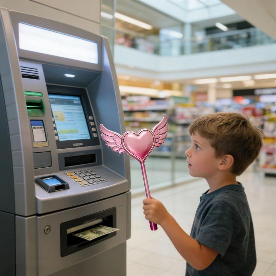 Credit Card Wand 3D Printed Tap to Pay Wand Heart with Wings Wand Contactless Payment Card Holder Gift for Kids