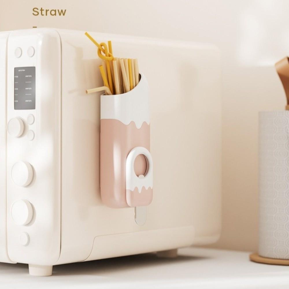 Wall-mounted Refrigerator Side Storage Boxes Magnetic Straw Storage Container