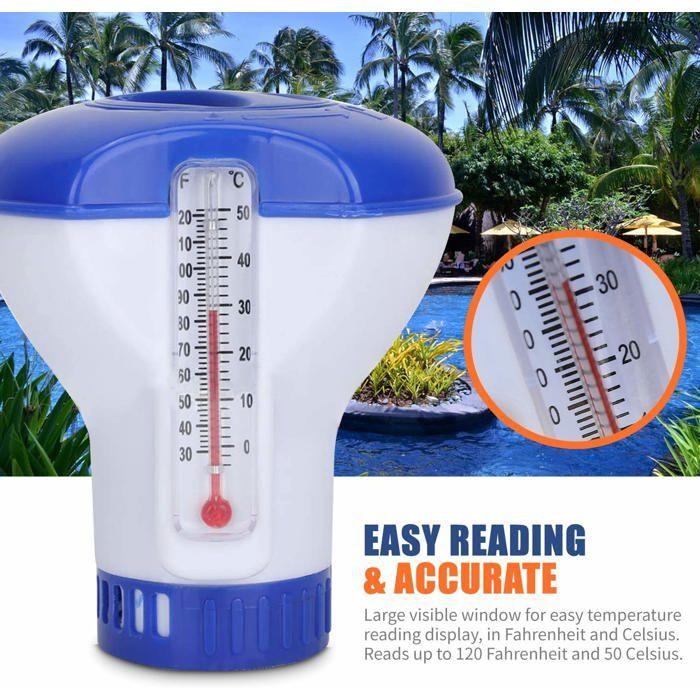 Distributeur de Chlore Flottant de 12,7 cm pour Piscine, Spa, Jacuzzi (Bleu et Blanc)