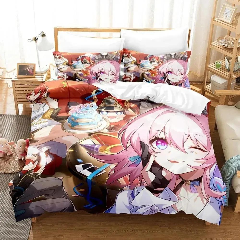 Anime Honkai Star Rail Bedding Set Boys Girls Twin Queen Size Duvet Cover Pillowcase Bed Boys Adult Fashion Home Textileextile