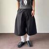 American Retro Pleated Wide-leg Cropped Trousers Men's Summer Thin Old Money Style Loose Straight Casual Shorts Tide