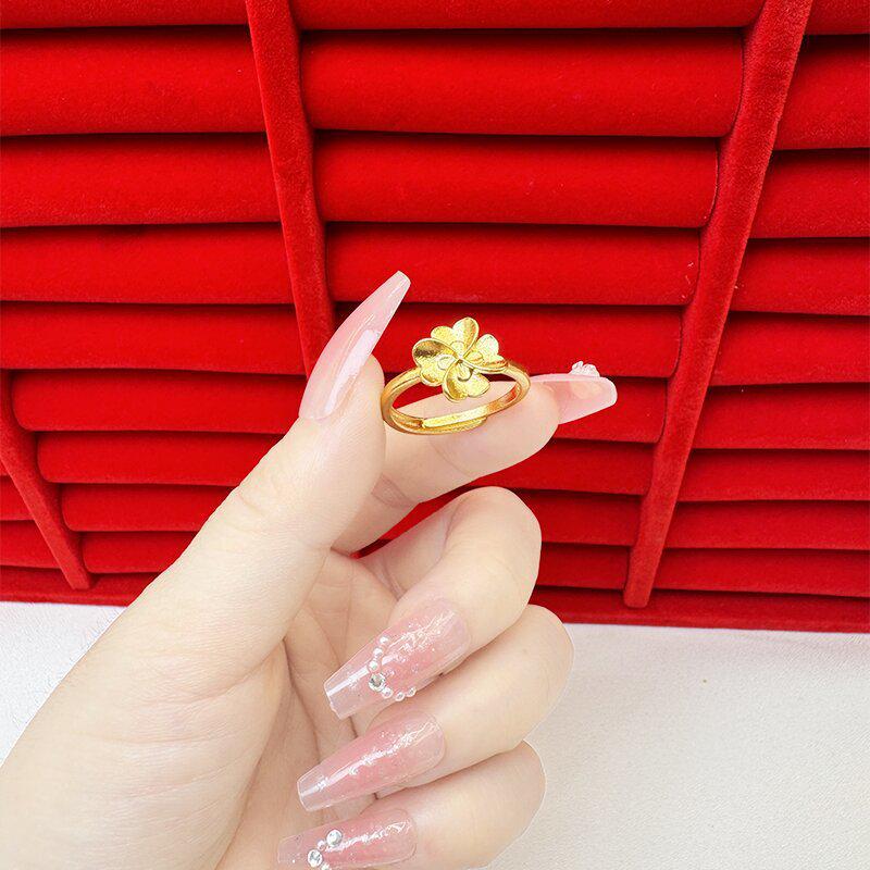 Exquisite Sand Gold Open Ring for Women: High-End Niche Design, Light Luxury Style, Long-Lasting Color, Imitation Gold.