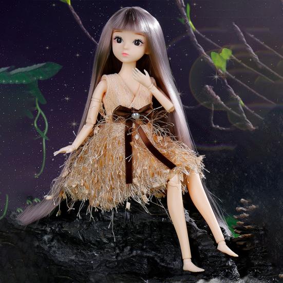 30cm BJD Puppe 26 Bewegliche Gelenke Schwarze Augen Buntes Haar Kleiderwechsel Nackte Puppenkörper Modell Spielzeug zum Geschenk