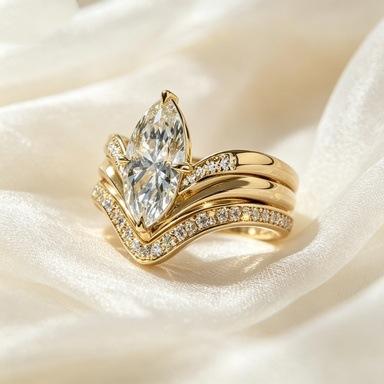 Fashion Sparkling Teardrop-shaped Inlaid Synthetic Zirconia Ring Women's Exquisite Classic Golden Wedding Banquet Jewelry Crafts