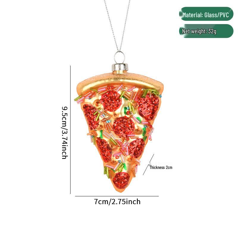 Kreative japanische Lebensmittel- und Pizza-Glasornamente für den Weihnachtsbaum und Einkaufszentren-Dekorationen