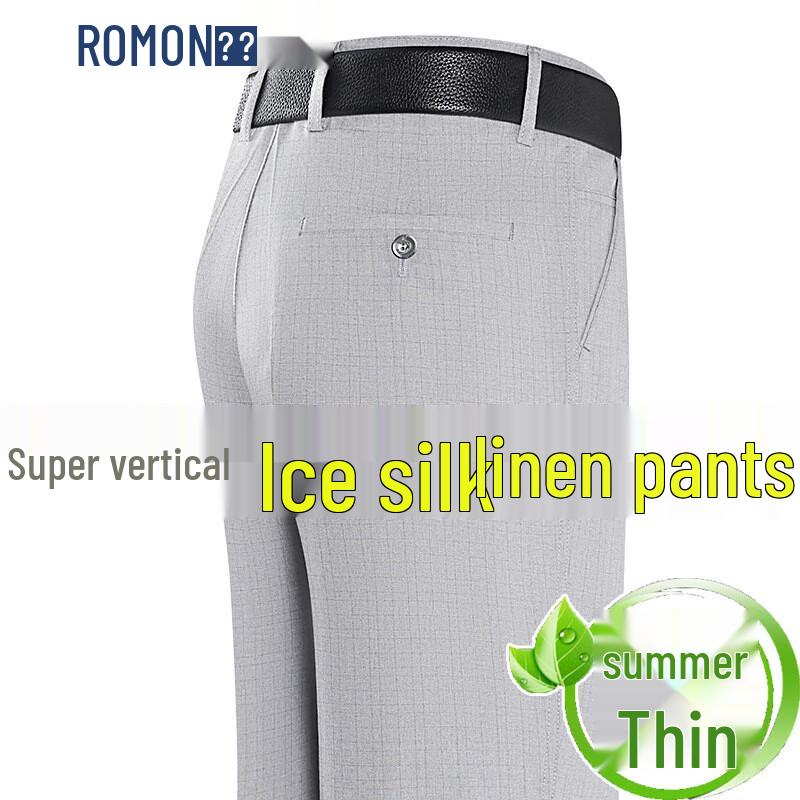 Romon Men s Summer Elastic Anti-Wrinkle Casual Pants 35