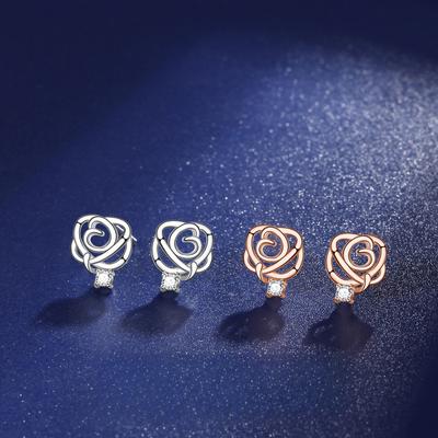 Neue Rose Diamant Steckerohrringe Damen Retro Französisches Nischen Design Ins Ohrringe