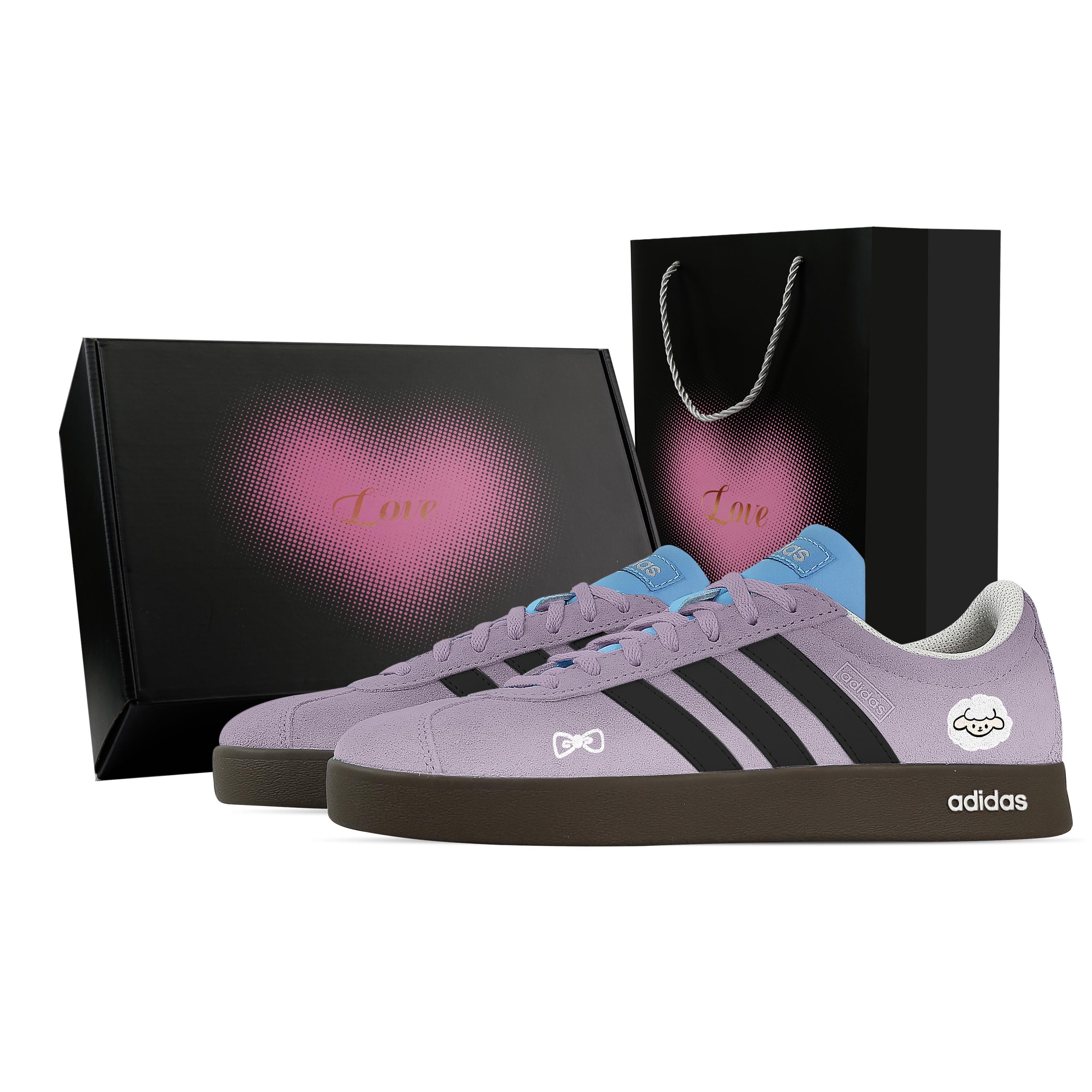 

Custom Adidas VL COURT 2.0 Taro Lamb, Heart Box Low top German Army Trainers Unisex Purple JI0496(Team773--) 36