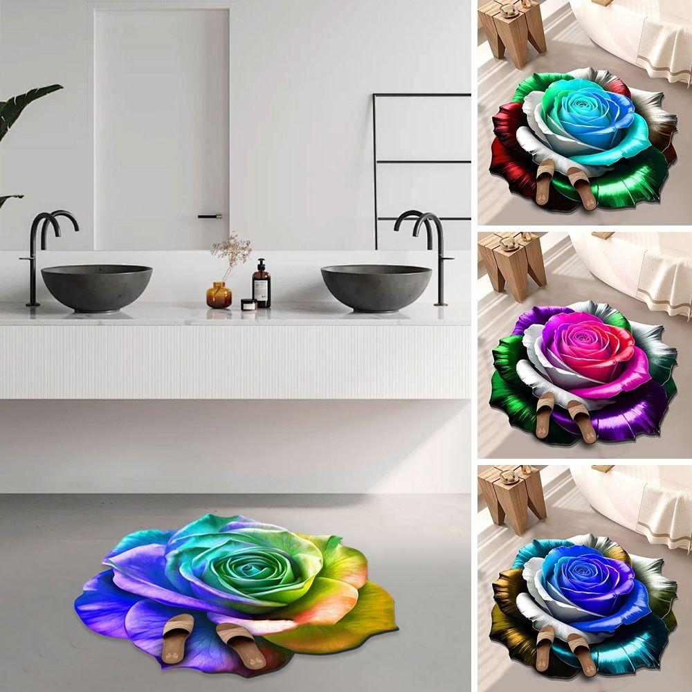 Soft Peony Floor Mat Non-slip Bathroom Floor Mat Door Gasket  for Living Room Tea Table Bedside