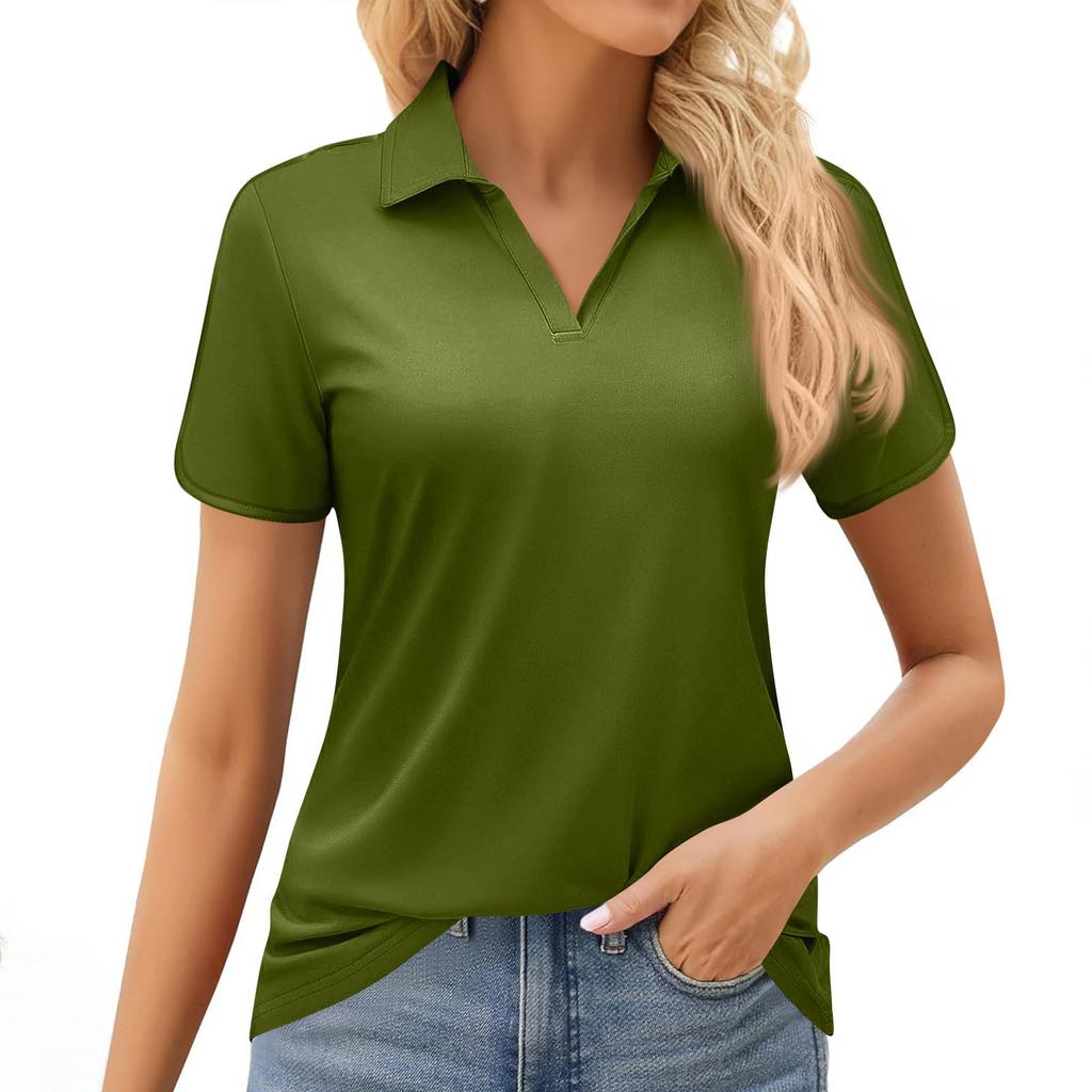 Damenmode Lässig Revers Kurzarm Farbe Hemd Damen Up Tops