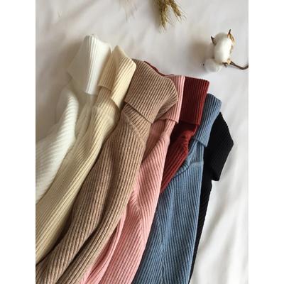 Autumn Winter Thick Sweater Women Knitted Ribbed Pullover Sweater Long Sleeve Turtleneck Slim Jumper Soft Warm Pull Femme