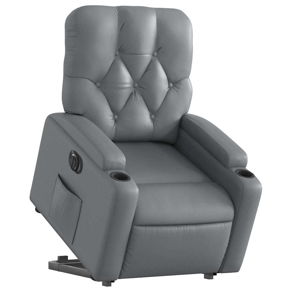 Vidaxl Reclining Chair with Electric Tilting Function, Grey, Eco-Leather