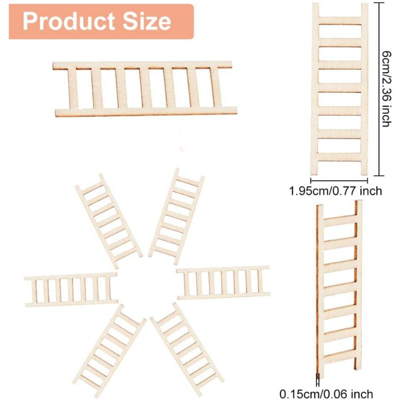 40Pcs Miniature Ladder Decor for Dollhouse Garden Mini Landscape Wooden Craft Props Small Size Realistic Design Lightweight