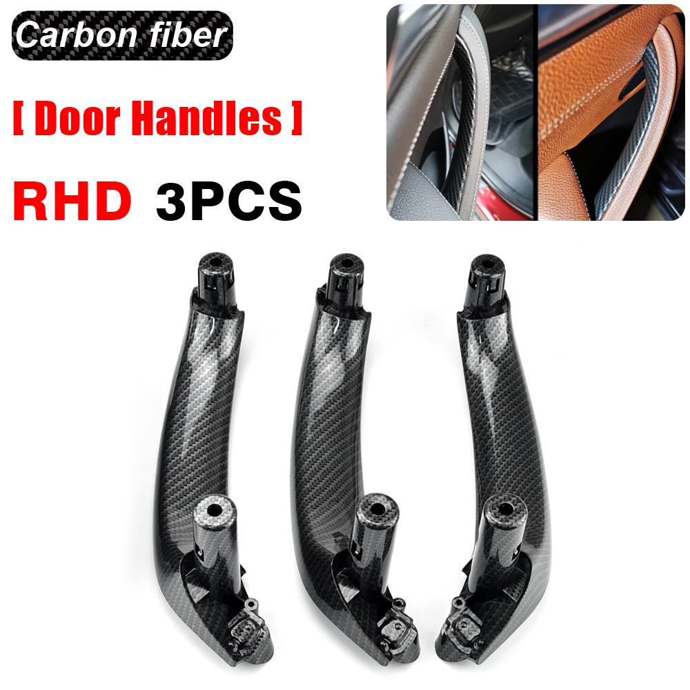 Black Beige Carbon Fiber Color Left Side Door Interior Inner Handle Pull Trim For BMW F25 F26 X3 X4 2011-2017 LH