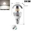 LED Mirror Bulb Half Silver Filament Led 5W E27/E14 Base 360 Degree Angle Warm White Neutral Light Ball Lamp Decoration