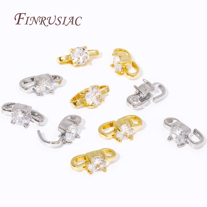 18K Gold Plated 3 Shape Clasps Connectors Zircon Crystal Bracelet Buckle Connector For Jewelry Making DIY Necklace Accessories