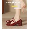 Mary Jane Pumps for Women Round Toe Low Block Heel Pumps Women's Casual Comfortable Two Straps Chunky Heels Mary Janes Wedding Party Dressy Shoes