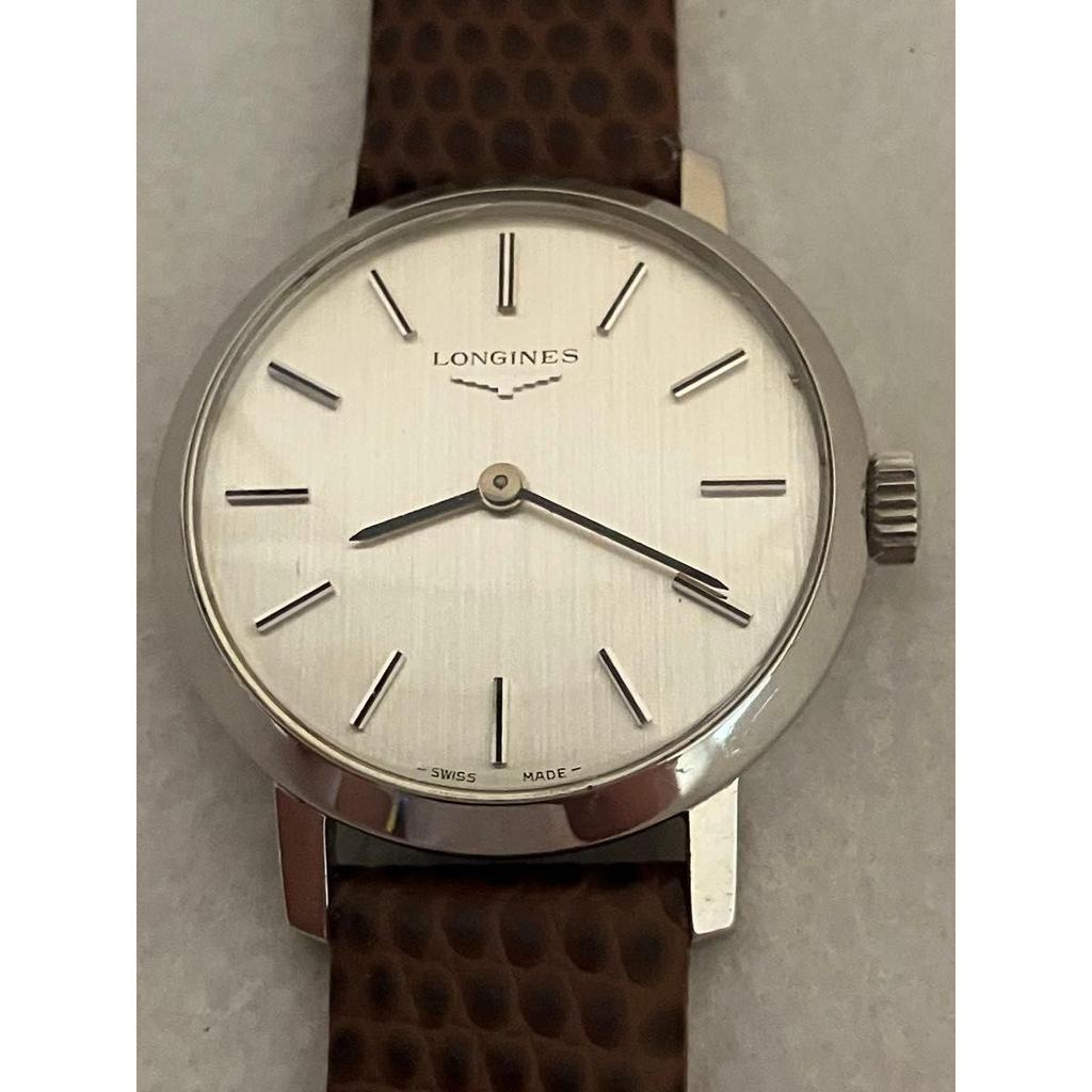 Used In operationLONGINES Brown Leather Belt Ladies Manual Winding Wristwatch New Leather Belt Genuine Buckle