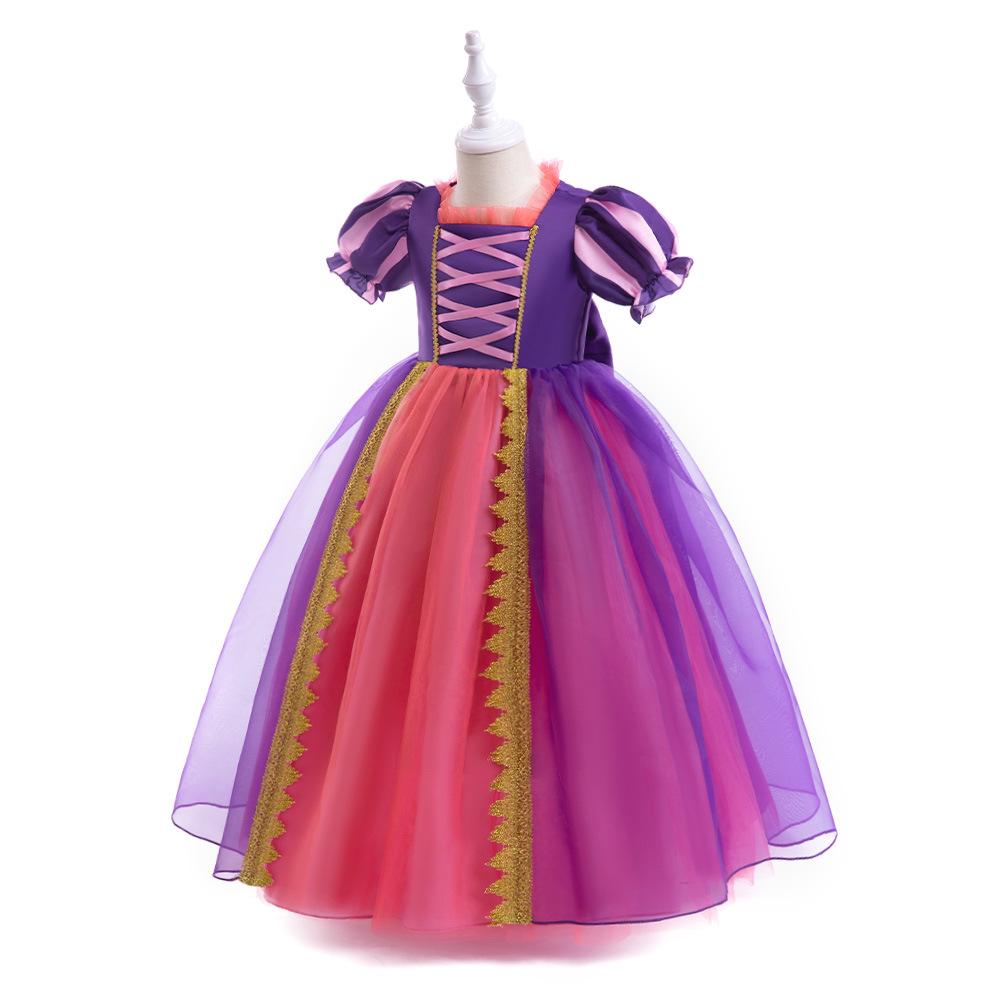 Children's Halloween Sophia Rapunzel Dress - Girls' Puff Sleeve Mesh Costume Gown
